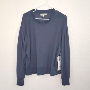 Treasure Bond women's Waffle-Knit Top size L Blue